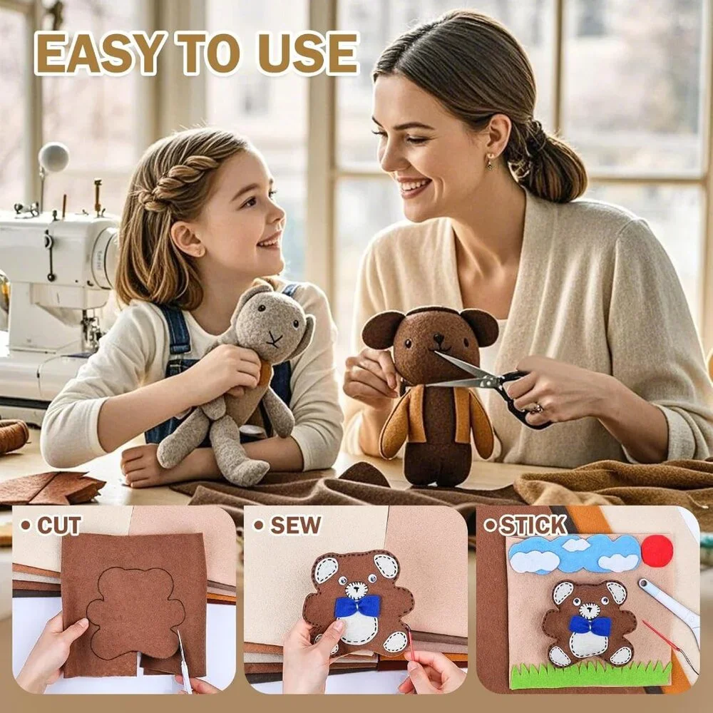 12 Sheets Fabric Felt Assorted Brown Tones Bundle DIY Craft Sewing Squares Nonwo